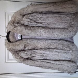 Elegant Women's VINTAGE Genuine Fox Fur Teddy Jacket - Gray